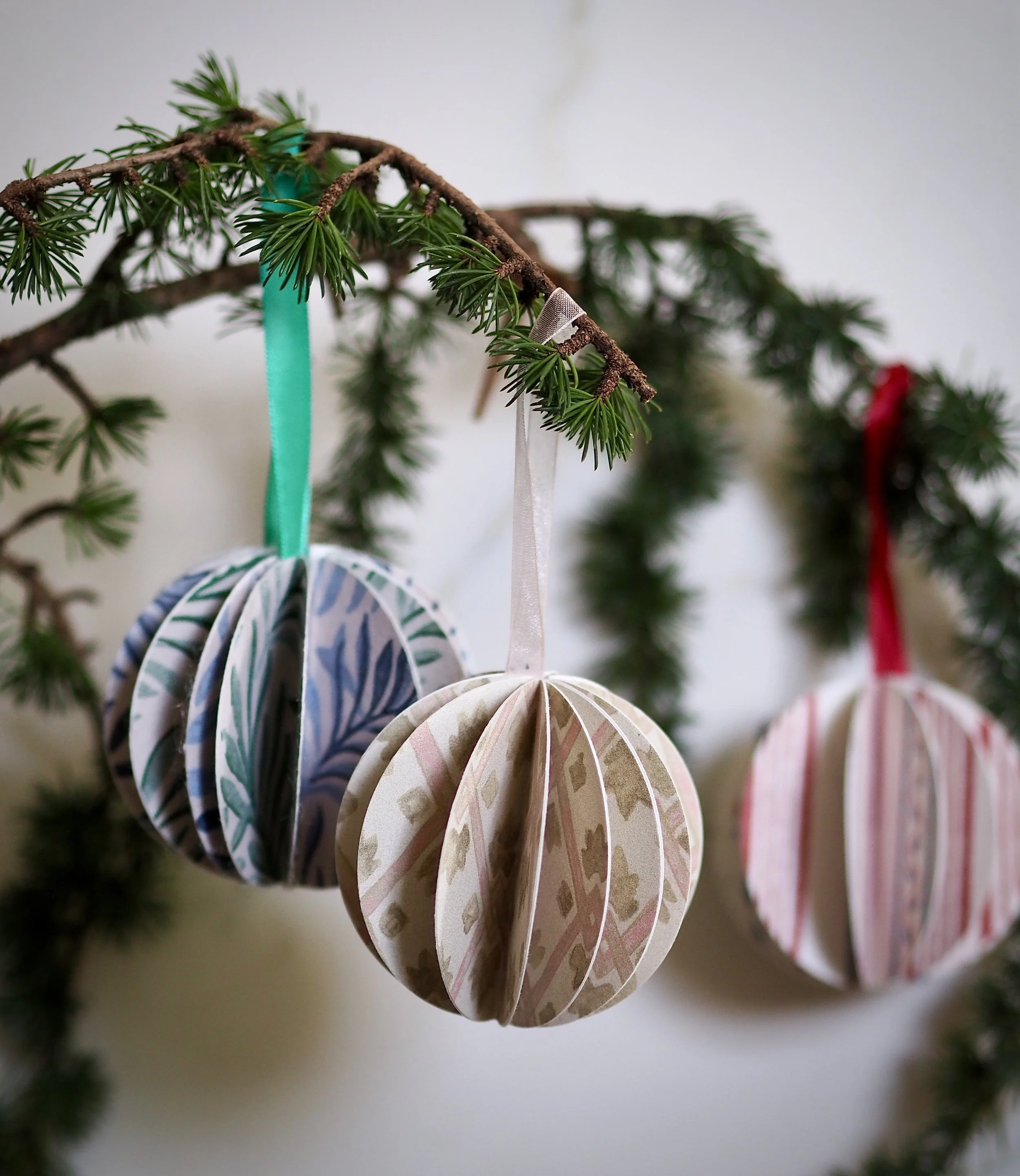 folded paper scandi baubles decorations