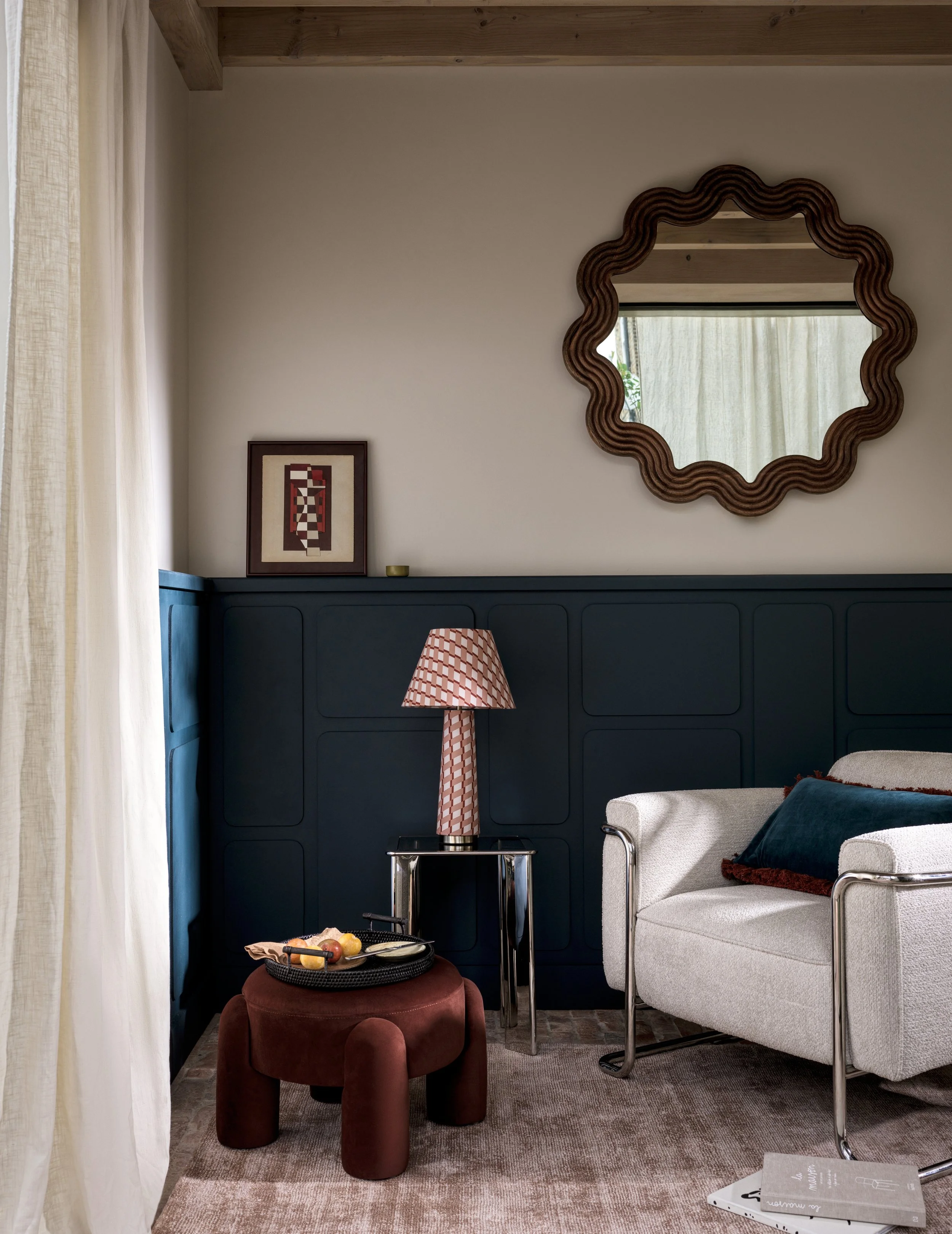 wavy edge wood mirror