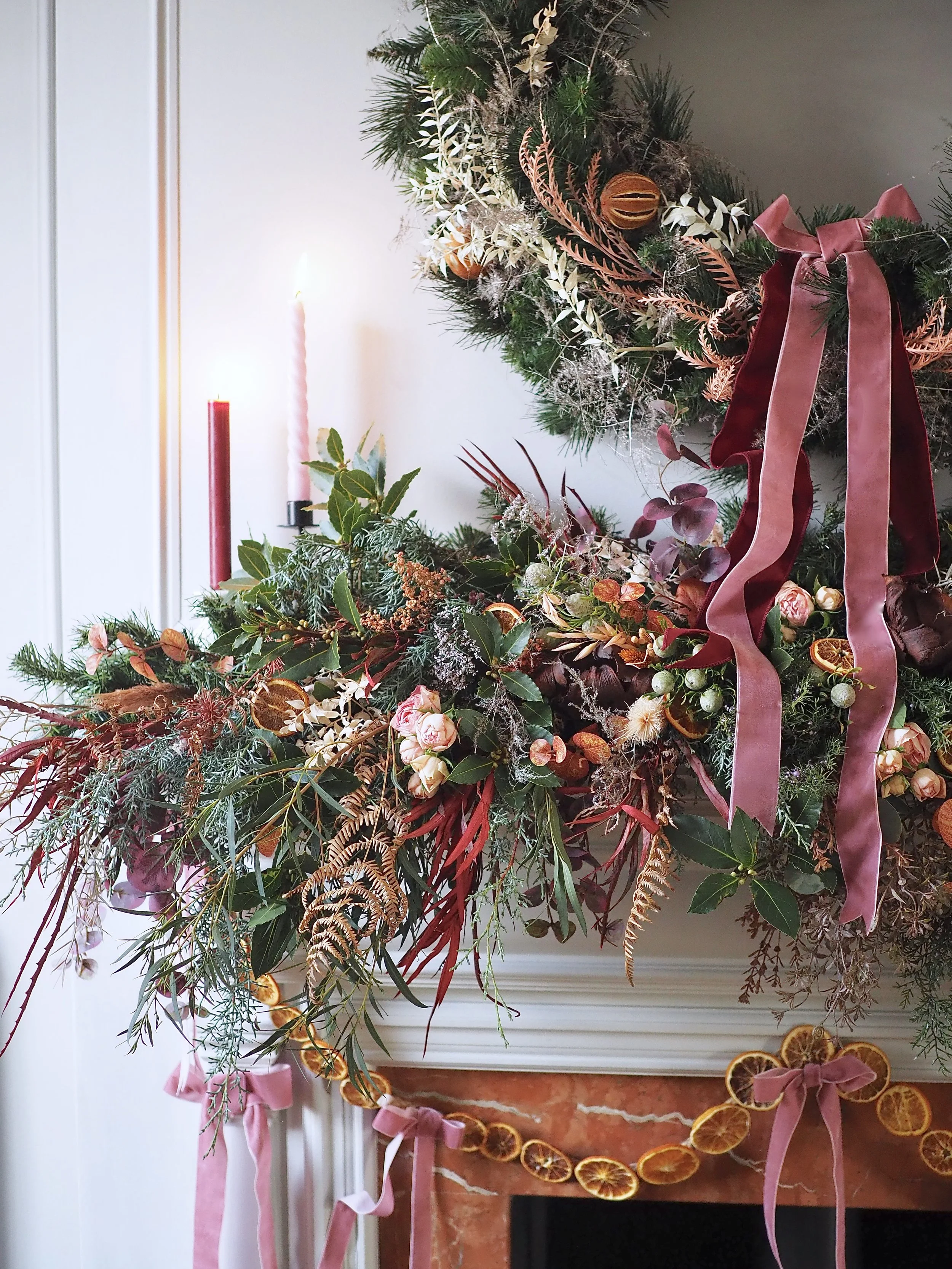 homemade christmas fireplace garland