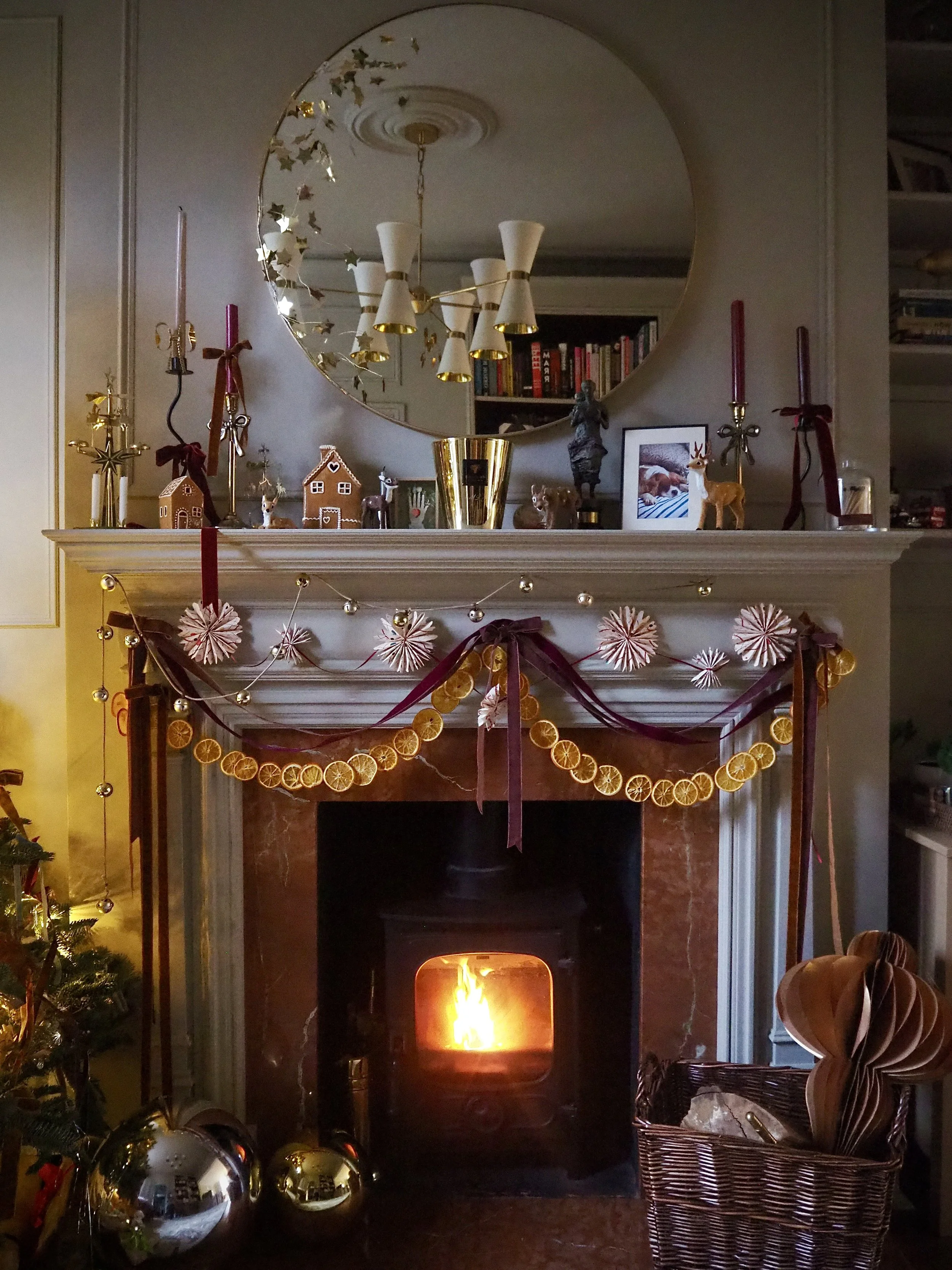 christmas fireplace garland ideas