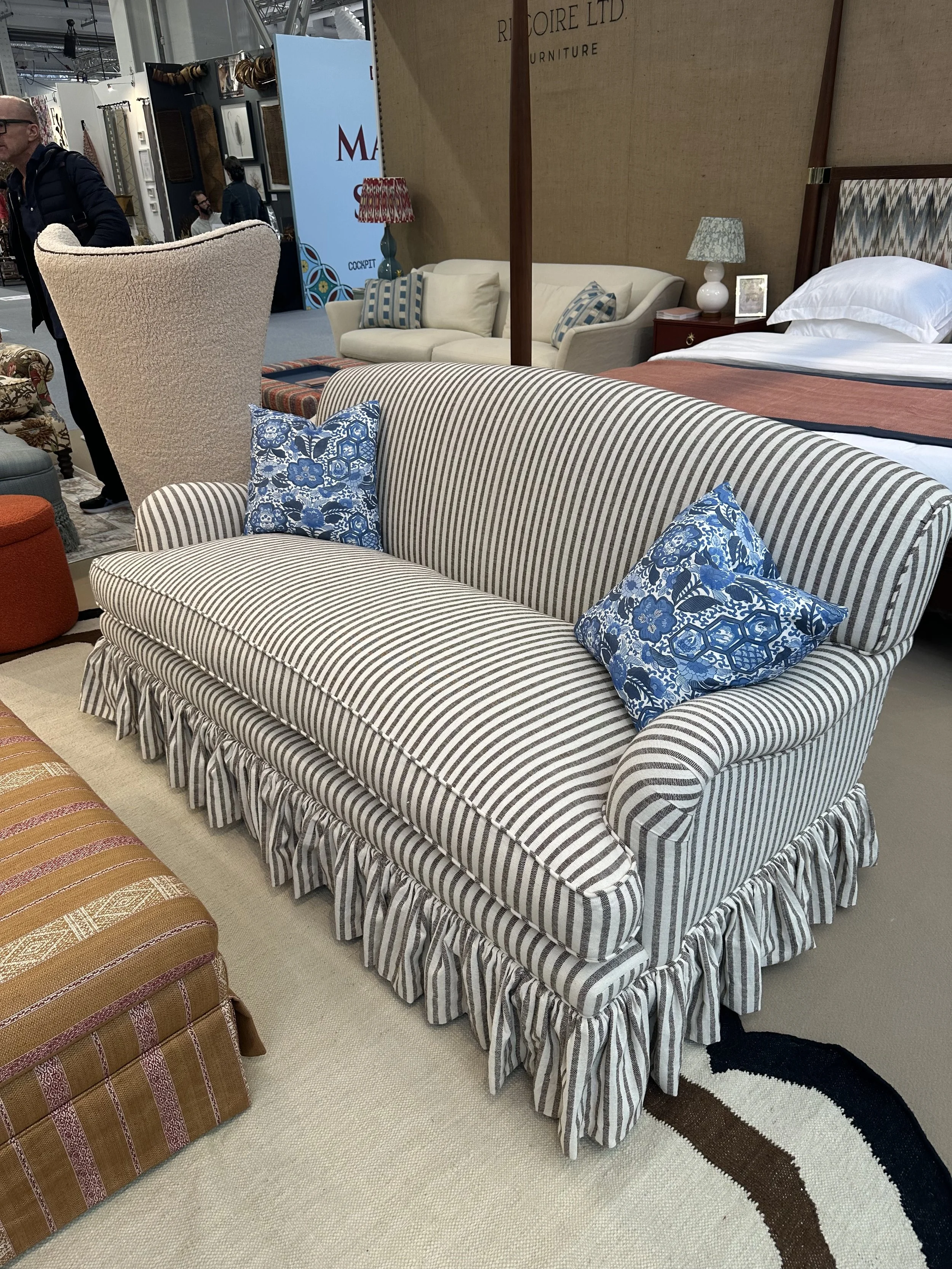 striped sofa