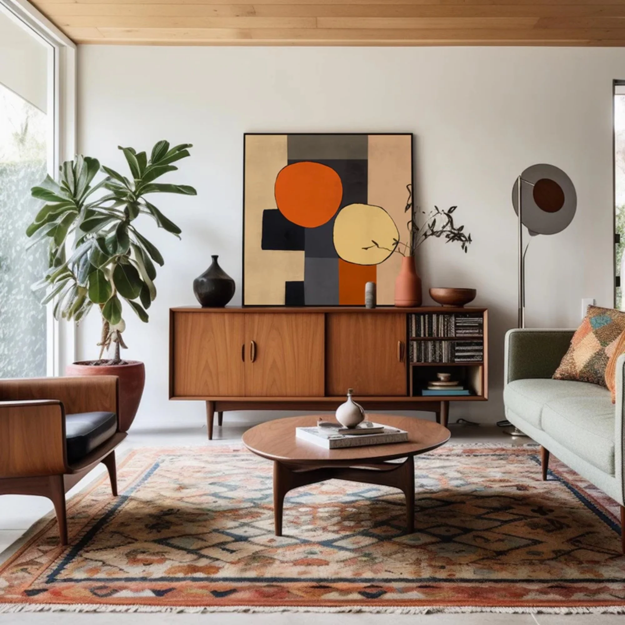 mid century modern living room decor
