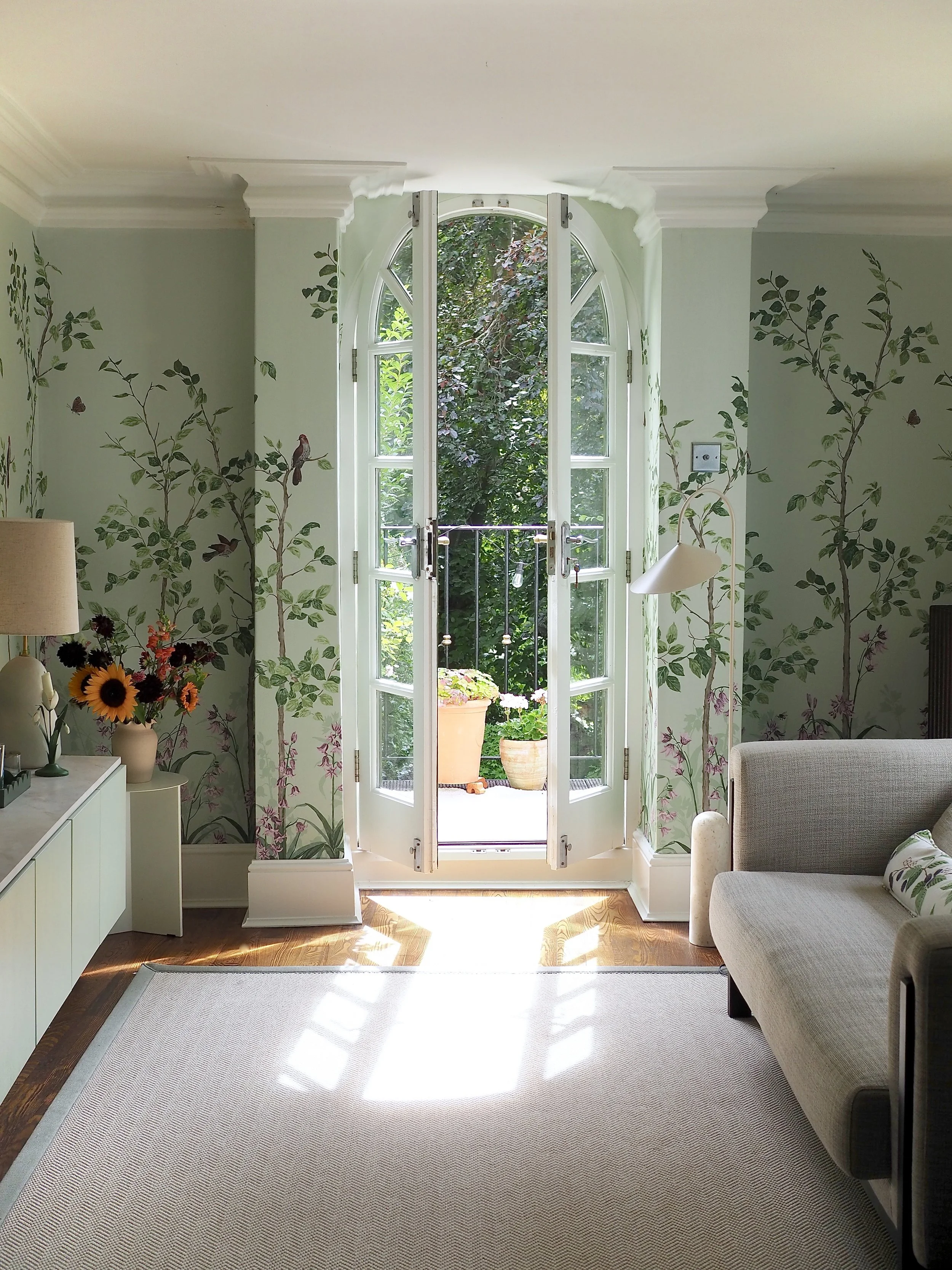 bird and bluebell mural little Greene