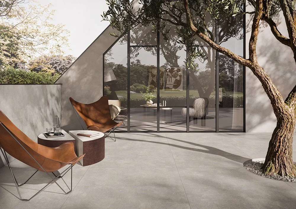 modern patio large format tiles