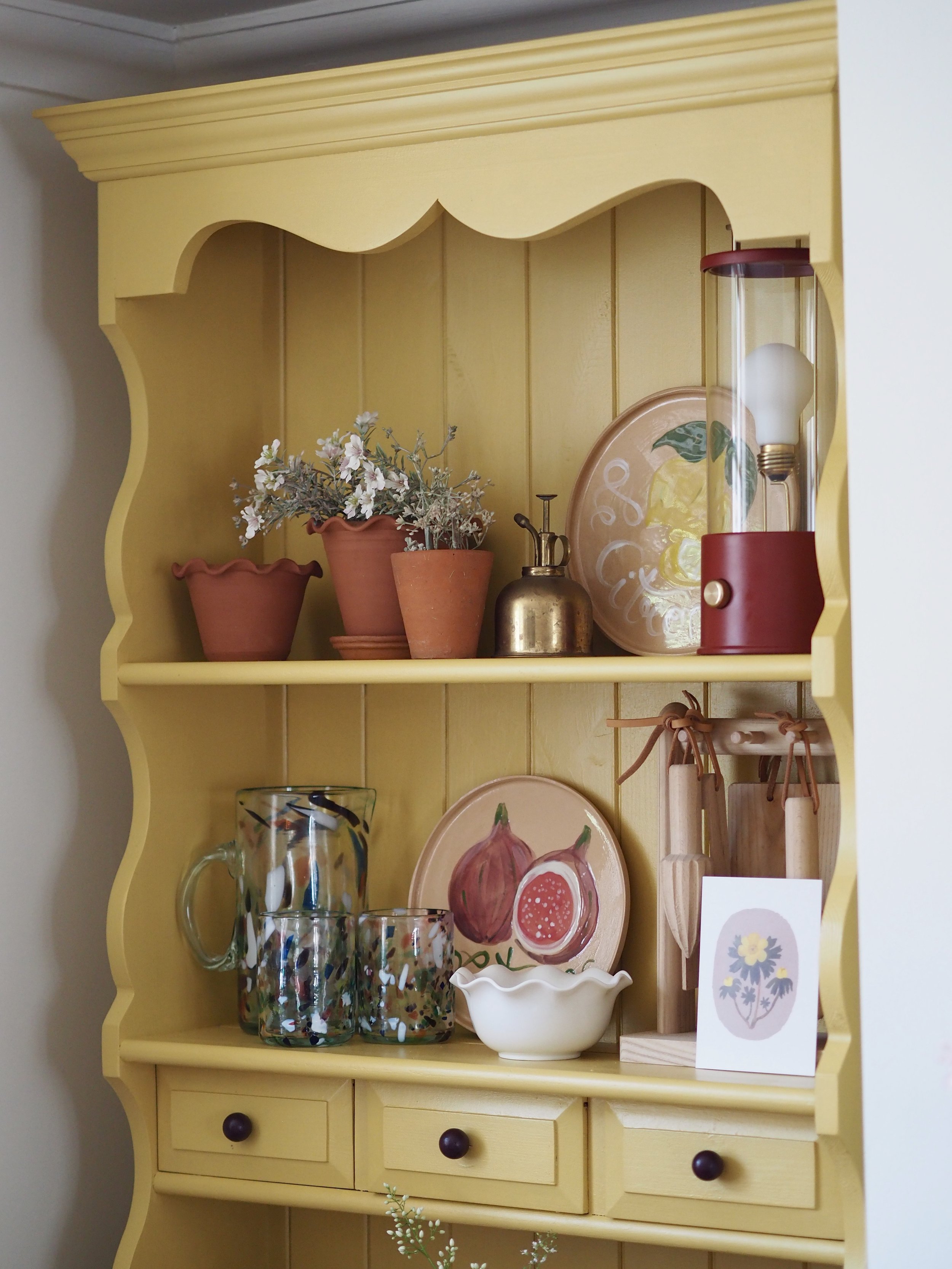 yellow painted vintage dresser