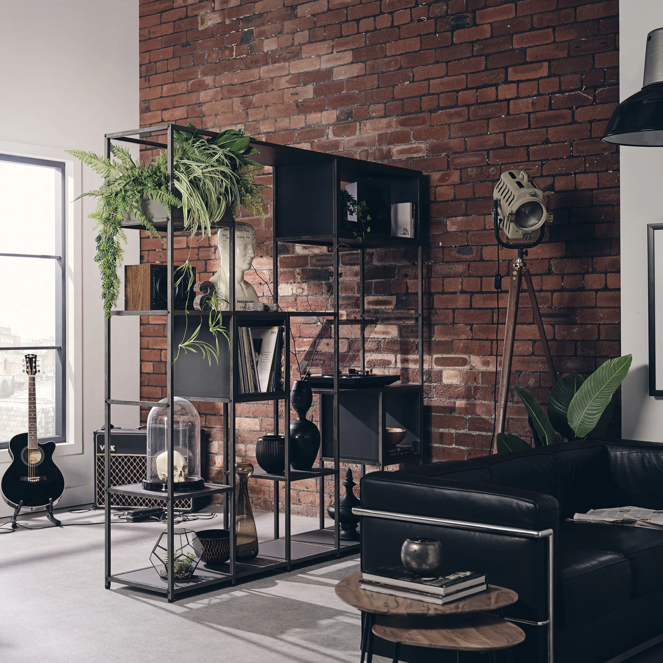 industrial metal bookshelf room divider
