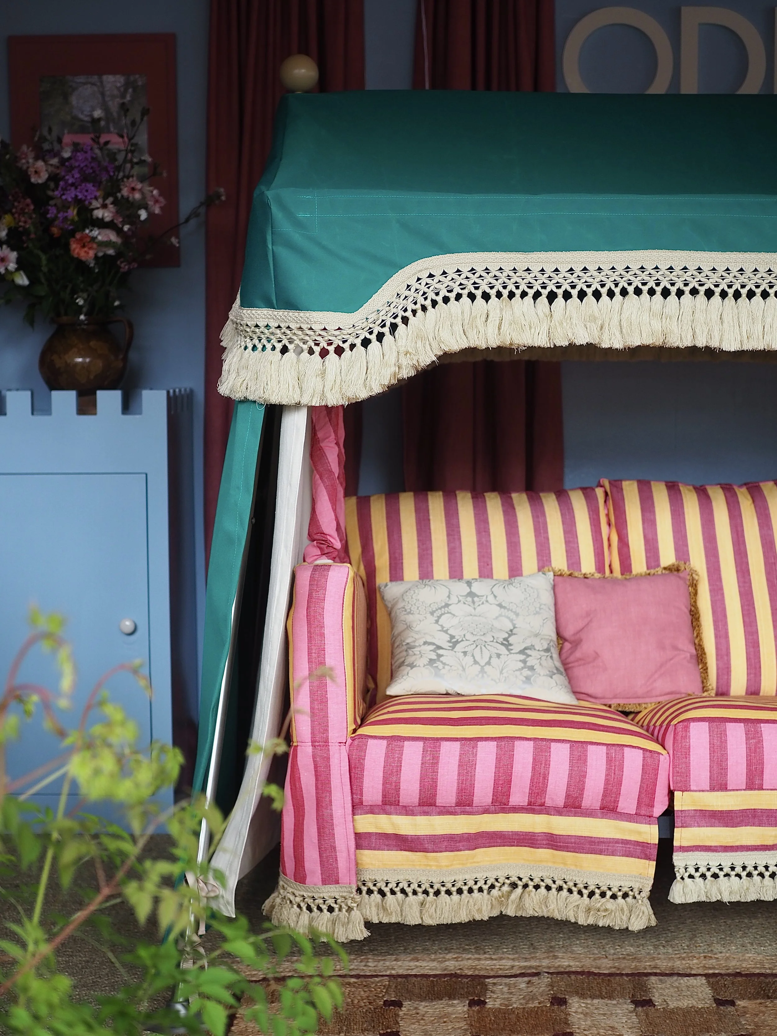 striped garden furniture