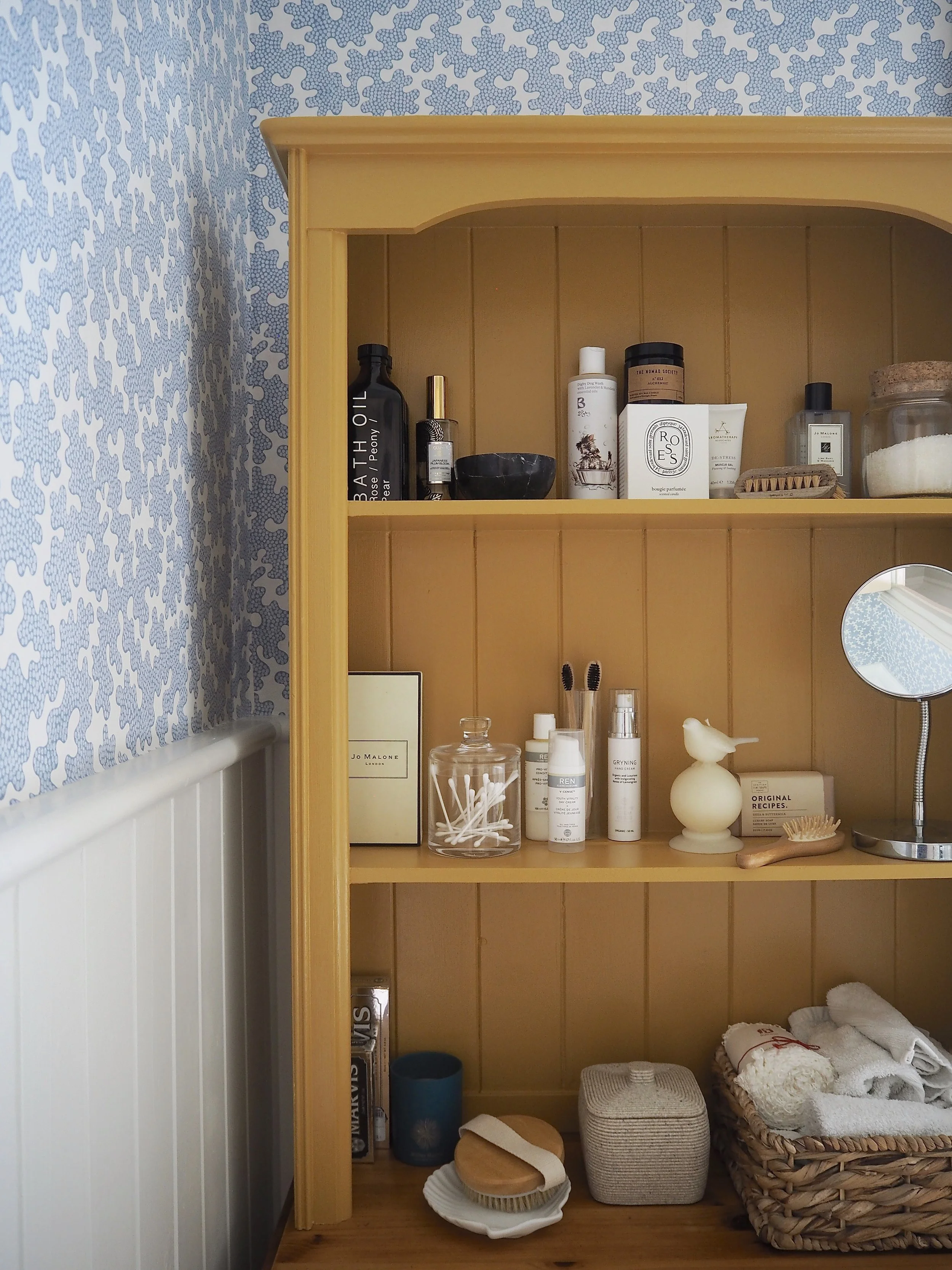 Blue Bathroom Makeover With Chequerboard Floor