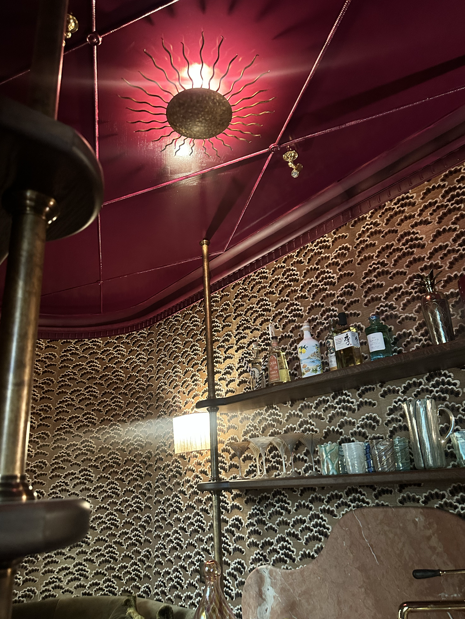 burgundy ceiling