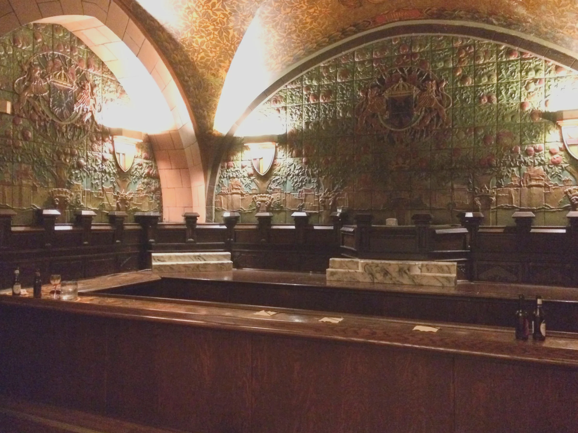 The famous Rathskeller bar in the Seelbach Hilton Hotel in downtown Louisville. Allegedly, Remus and Capone drank together at the Rookwood Pottery tile-encrusted grotto, one of the most stunning displays of Rookwood from the early twentieth century.