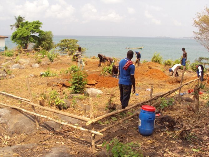 Feb 2014 - Laying out the plan on the school site.