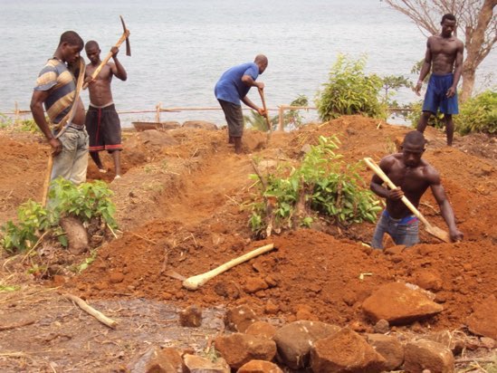Feb 2014 - Digging foundations for the toilet block.