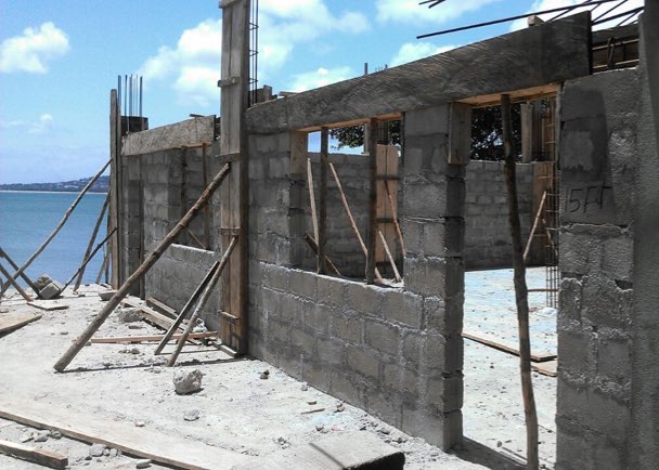 Jul 2015 - Shell of second classroom with verandah in foreground.