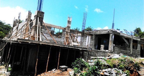 Jul 2015 - Walkway to toilets under construction around second classroom.