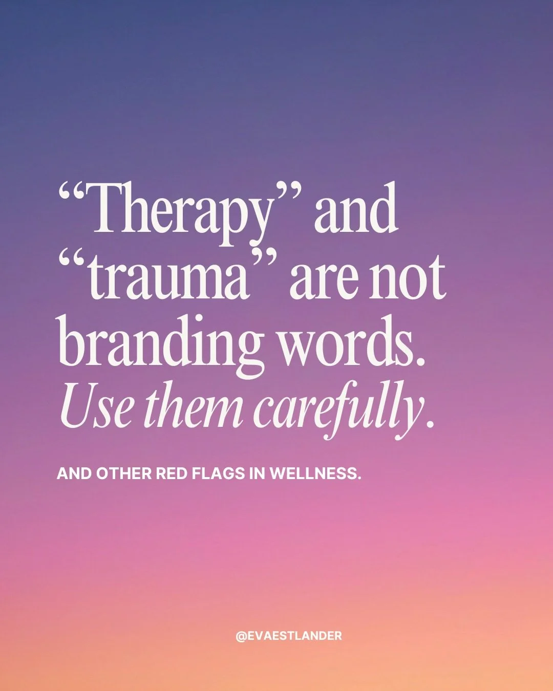 I might ruffle some feathers with this 🪶😬

That&rsquo;s not the goal. 
Clarity is.

I&rsquo;ve been in this space long enough to see how easily words like therapy and trauma get stretched.
And in full honesty, I&rsquo;ve only become more aware of t