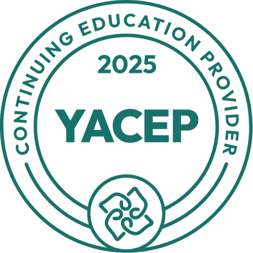 YACEP 2025 Continuing Education Provider badge from Yoga Alliance
