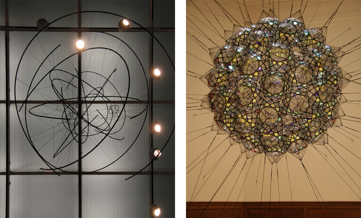 Tomás Saraceno Zonal Harmonic 2N 110/13 , 2017 (L) 80SW iridescent/Flying Garden/Air-Port-City , 2011 (R)