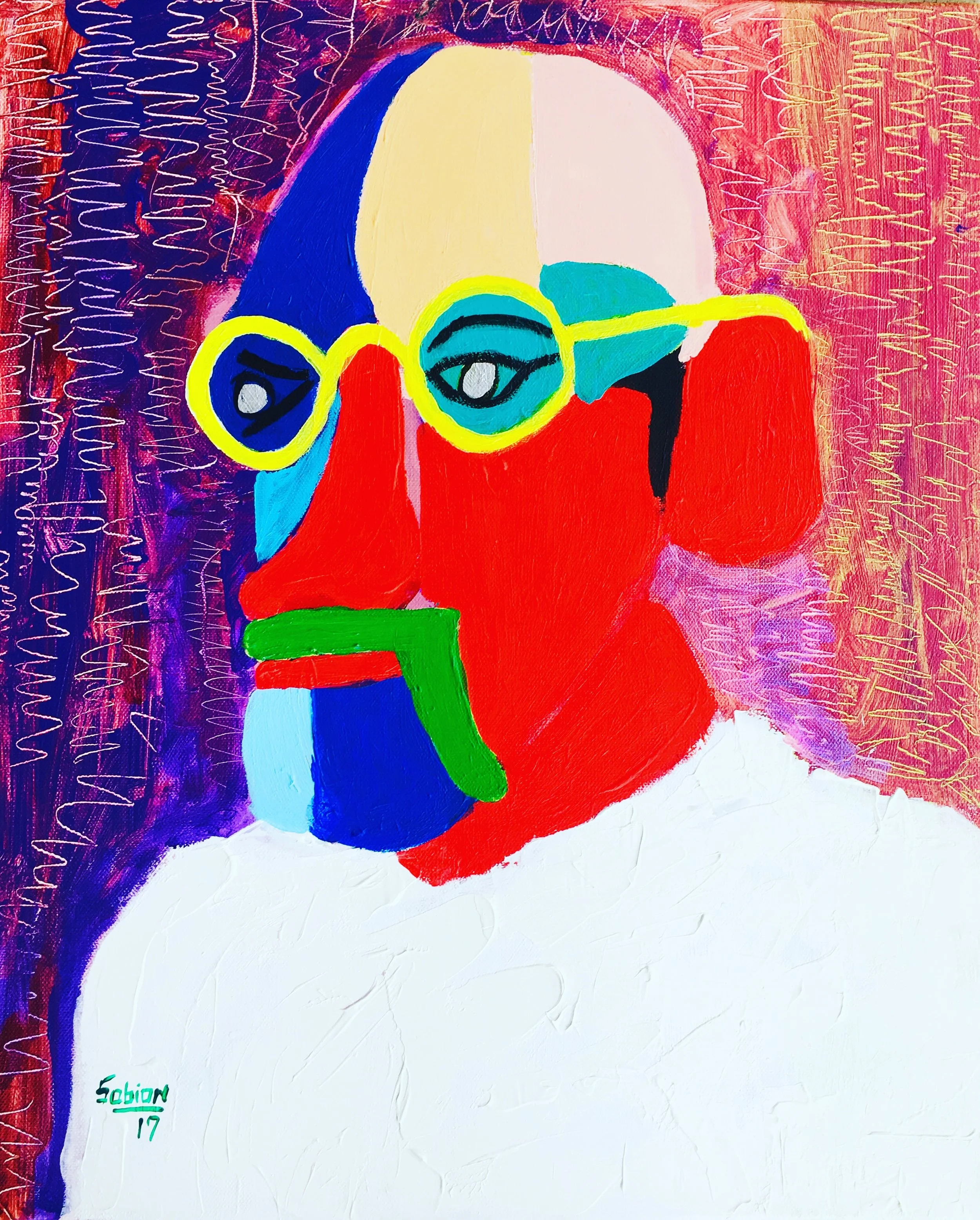Mahatma, Acrylic on Canvas, 22" x 18", 300 USD, Enquire Within. 