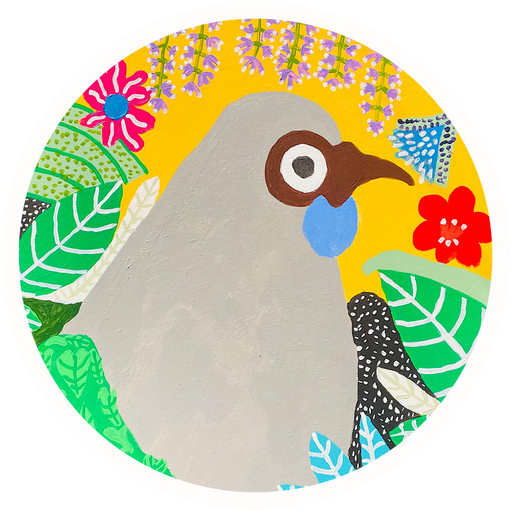 Kōkako in my garden, Acrylic on Canvas, 350 USD