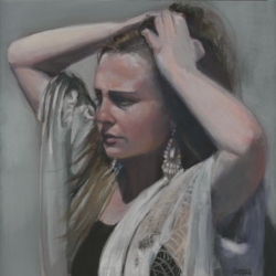 "Looking West" 12" x 12" Pastel over gouache on board, copyright 2016 Honey Lea Gaydos