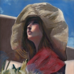 "Eastbound at Noon", 12" x 12", pastel over gouache on board