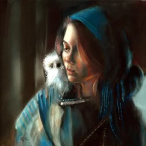 "Just You and Me", 12" x 12" pastel over gouache on board