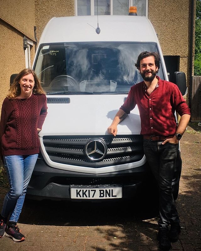 Day one of the van conversion! 😊
Remove inner cladding and bulkhead and clean the interior! 🚐 🔨🔧 @ruthstokes and I at the start of our journey. 
#mercedessprinter #diy