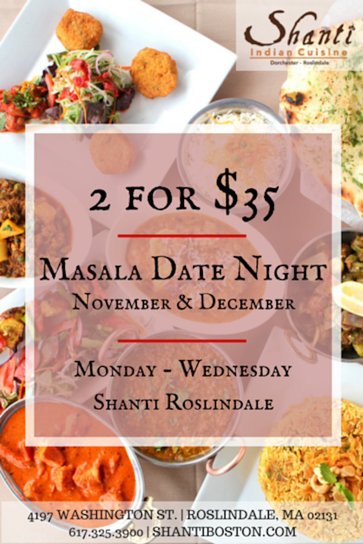 Flyer: Masala Date Night (Shanti Restaurant)