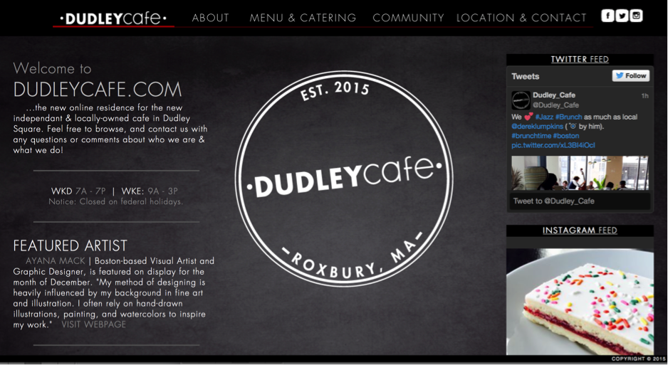 Website Content Creation (Dudley Cafe)