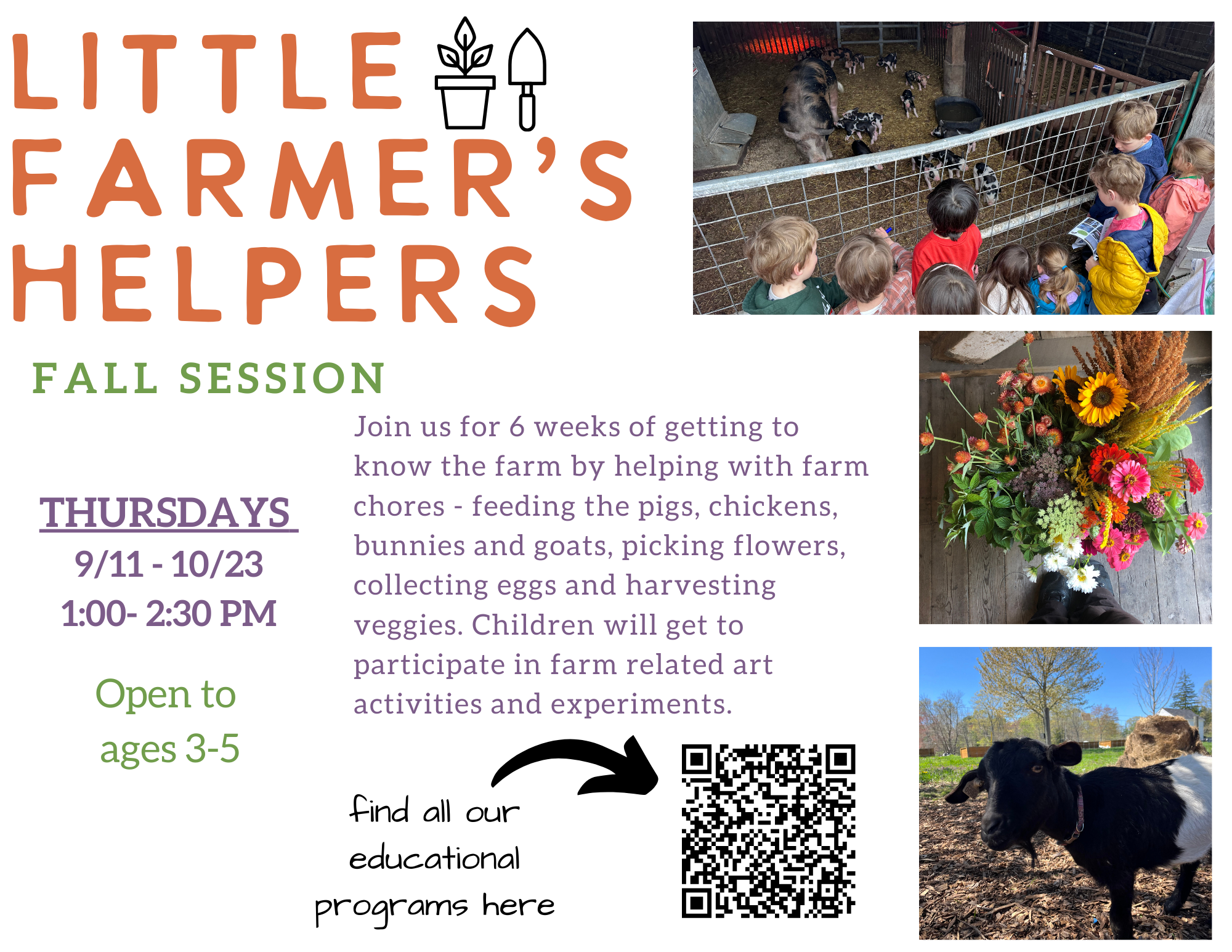 Little Farmer's Helpers in the Fall 2025 - Thursday Afternoons