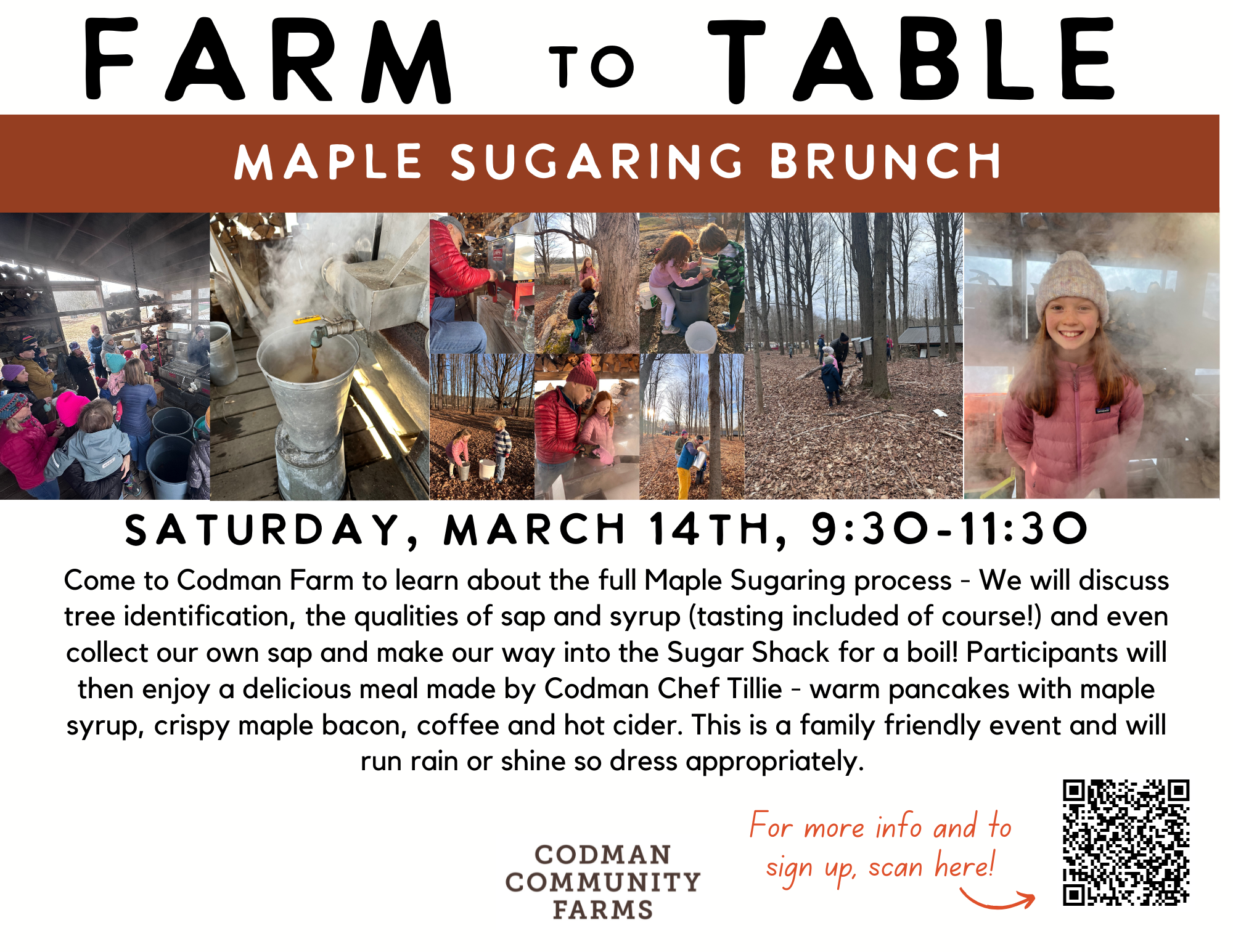Maple Sugaring Brunch - March 14th, 9:30-11:30