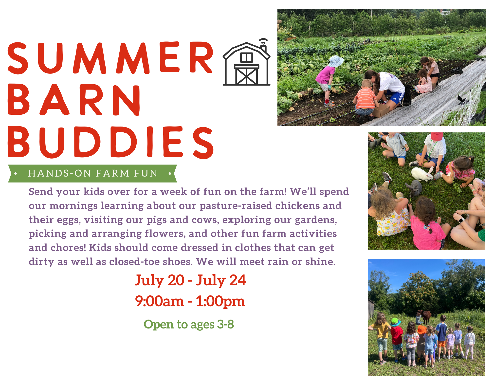 July 20 - July 24: Summer Barn Buddies