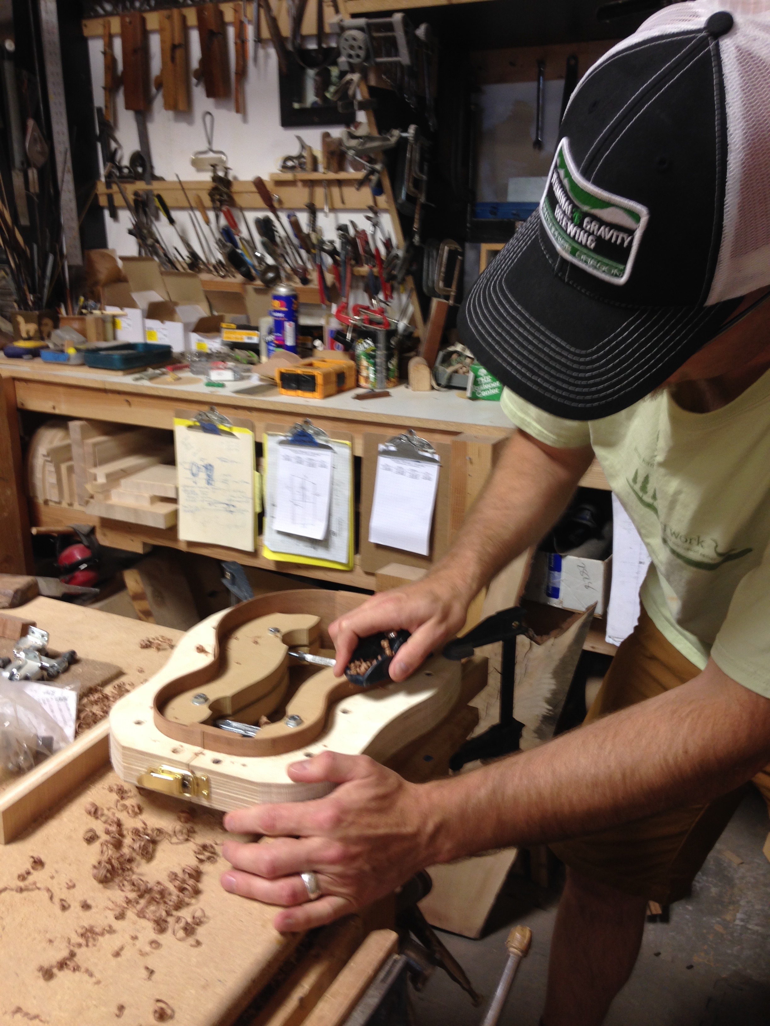 Scott pre-radiusing his rim with a hand plane.