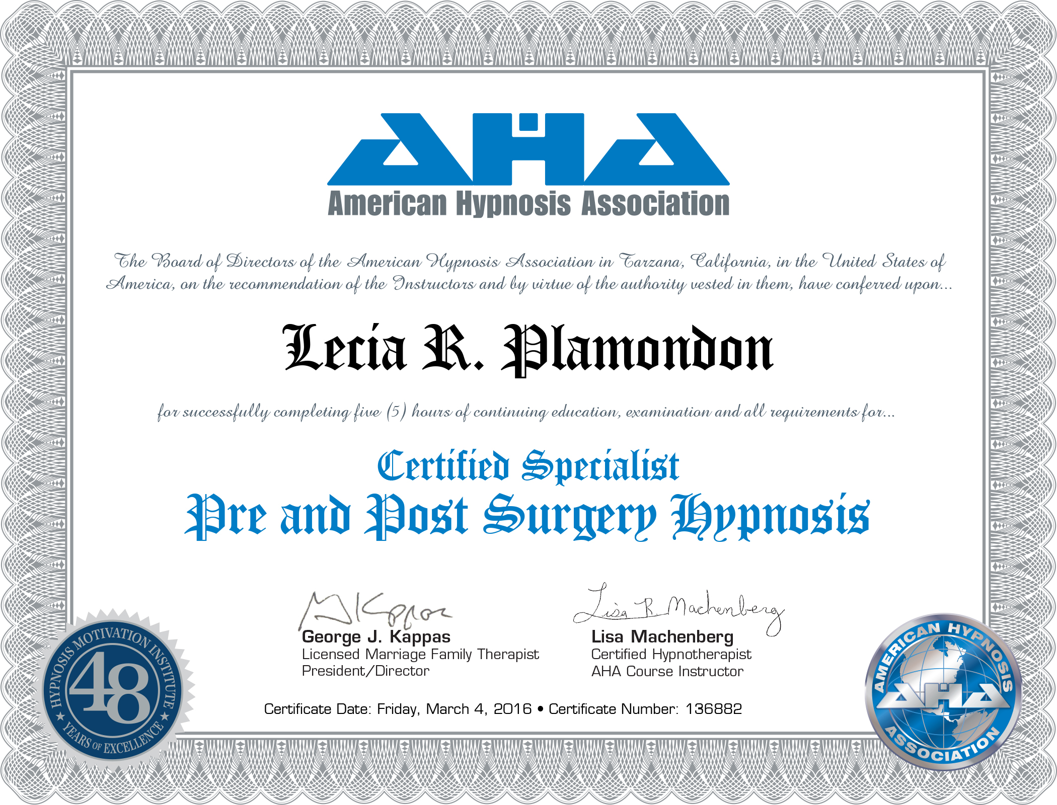 certificate - Pre and Post Surgery Hypnosis.jpg
