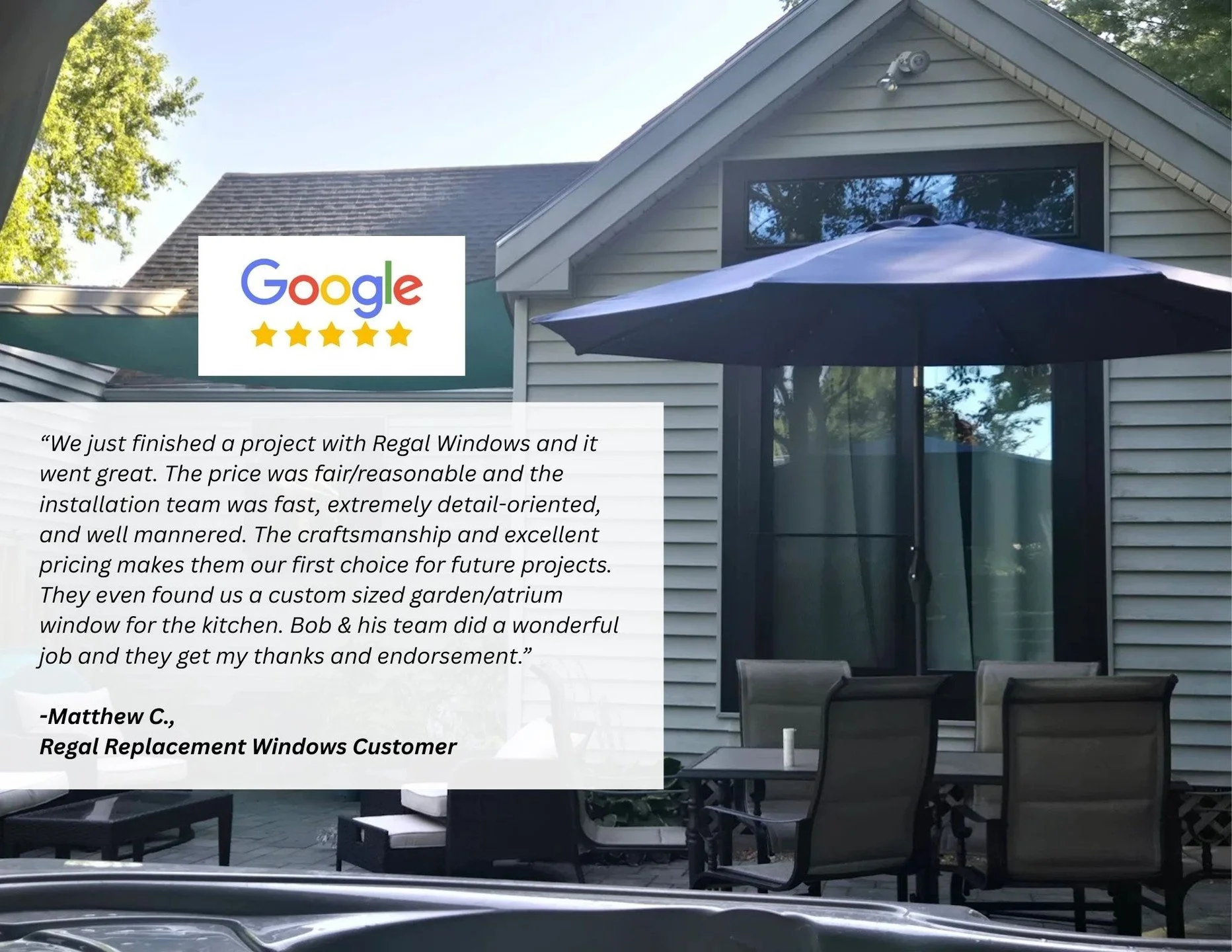 Our 33rd, 5-star review! 
Please take time to read our customer's reviews on Google when considering us for your upcoming window or door project! We assure you, our experience makes the difference!