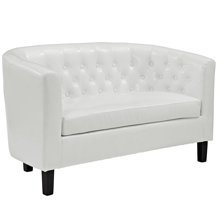 White Tufted Loveseat