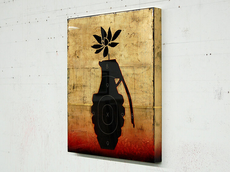 Grenade with Lotus / 22 x 18 x 2 inches / Original Sold