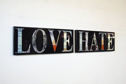 Love - Hate / 14 x 36 x 2 inches each / Original Available