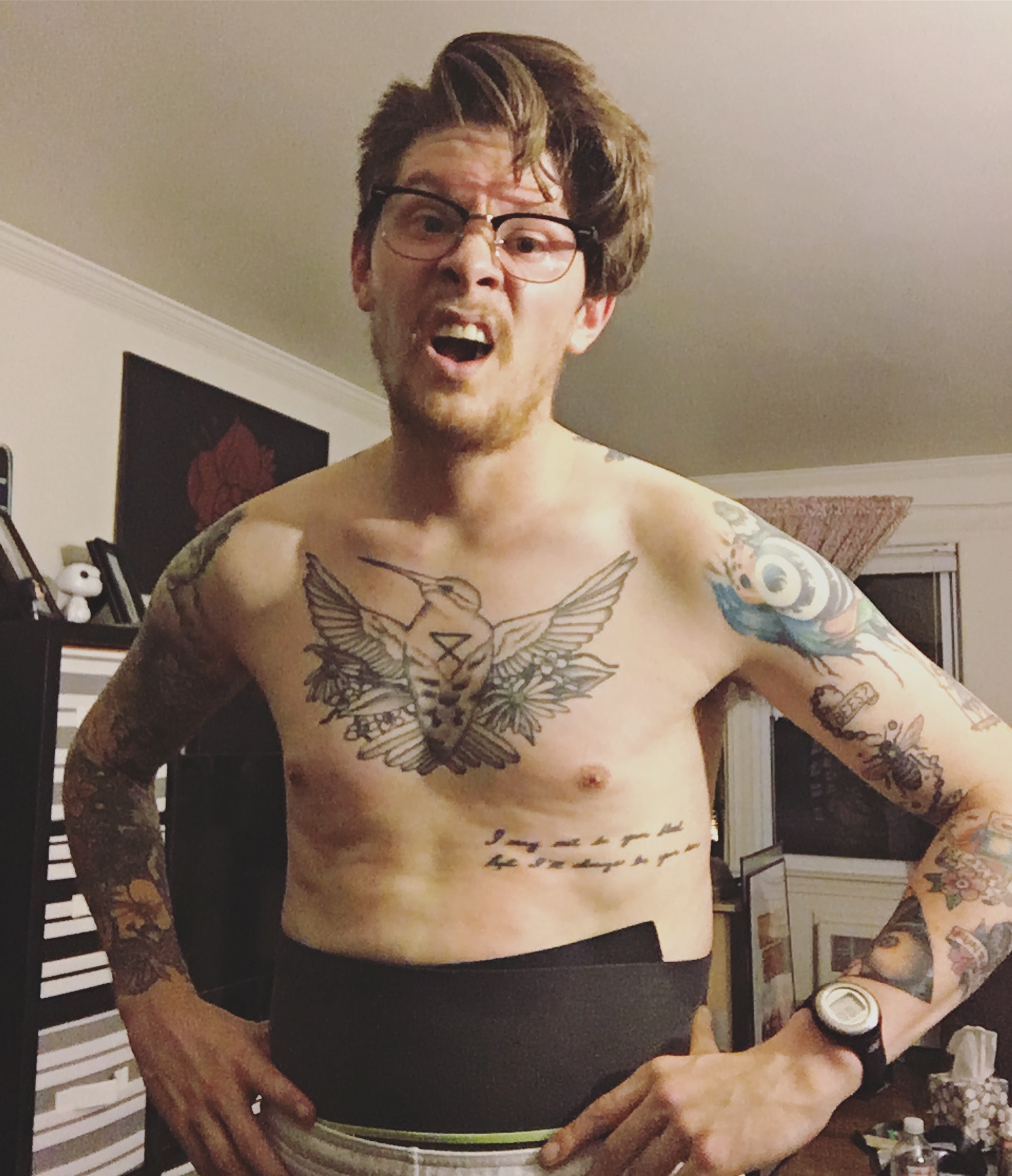 I don't like sharing images of myself without a shirt on, but this happens from time to time after I run.