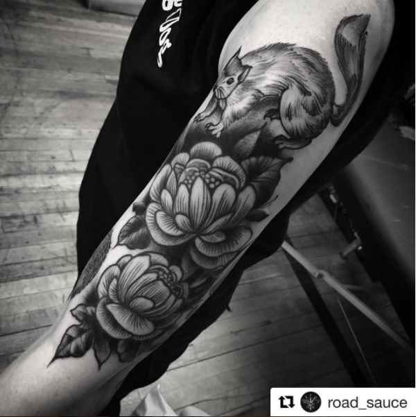Thanks to Alex Rojas at Horseshoes & Hand Grenades Tattoo in Springfield, MA - I have my sidekick squirrel with me at all times.