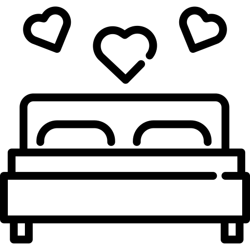 Icon of bed with hearts above it designed by kosonicon from Flaticons