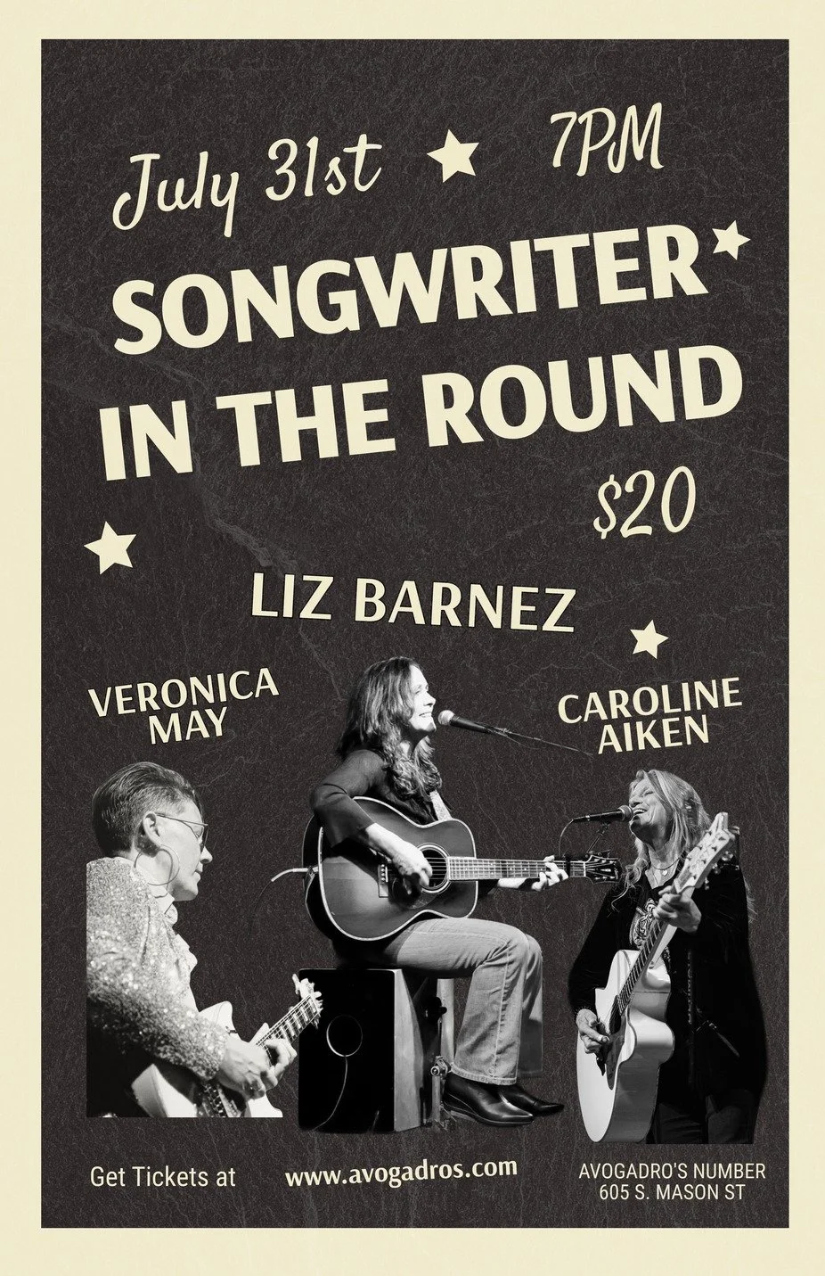 AVOS! Songwriters in the round with Liz Barnez and Caroline Aiken