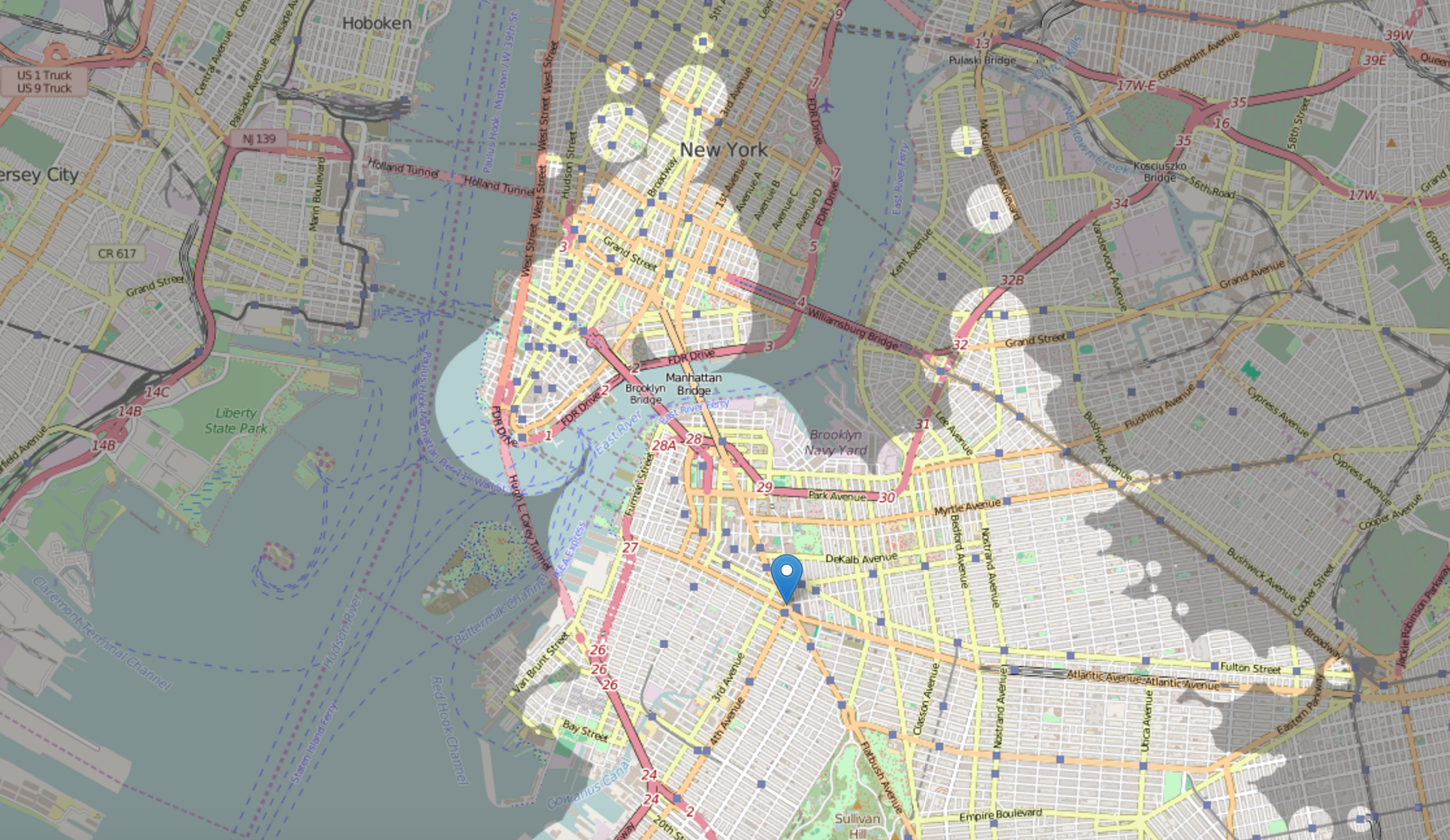 Area accessible within 20 minutes travel by public transport
