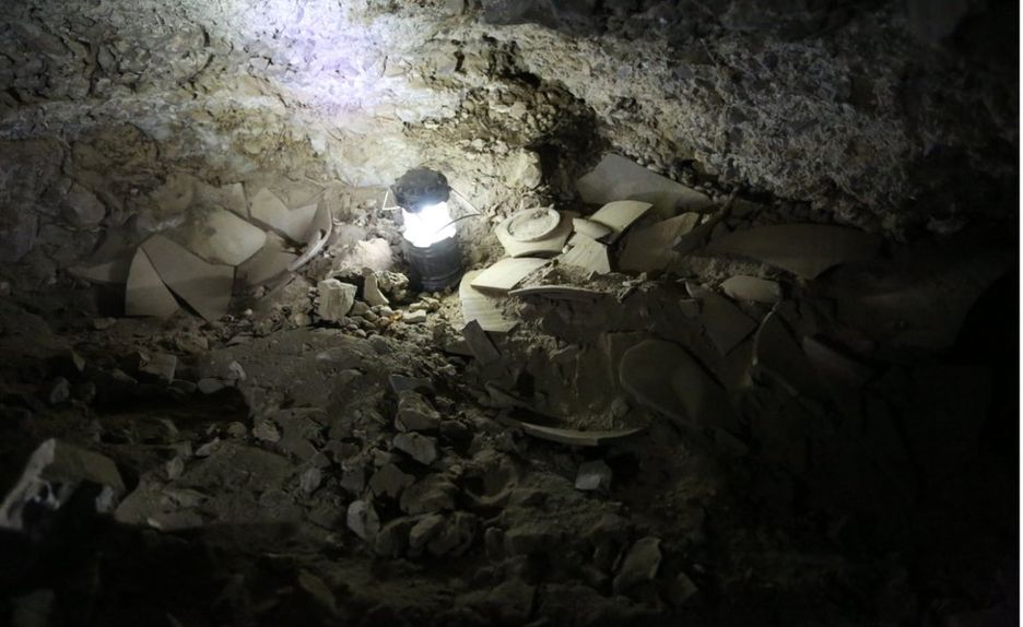 Broken remains of storage jars that once housed the scrolls. Image credit: Casey L. Olson and Oren Gutfeld