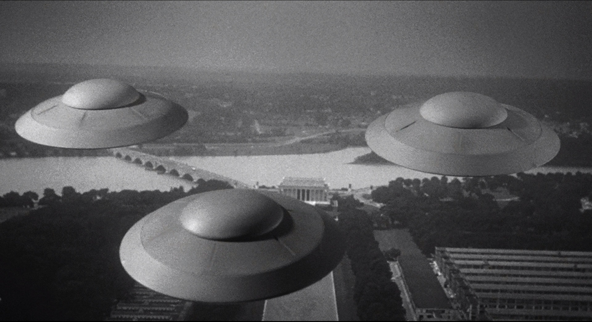 Reported sightings of flying saucer have actually gone down, says Monfort. Image from Earth vs. the Flying Saucers