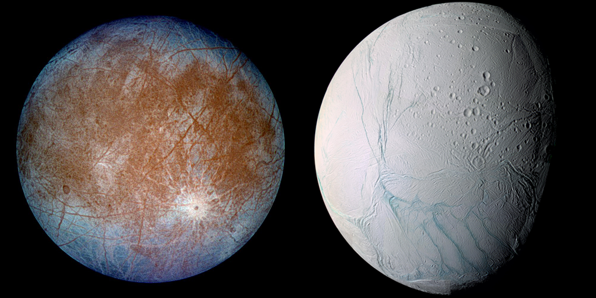 Europa and Enceladus. (Image credit: NASA)