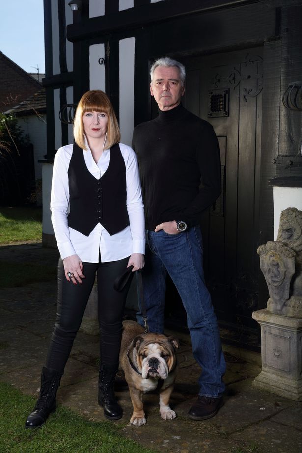 Most Haunted's Yvette Fielding and her husband Karl Beattie with dog Watson (Image Credit: PA)