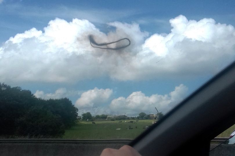 A smoke ring hovering over the M62 in West Yorkshire, England. (Image credit: SWNS.com)