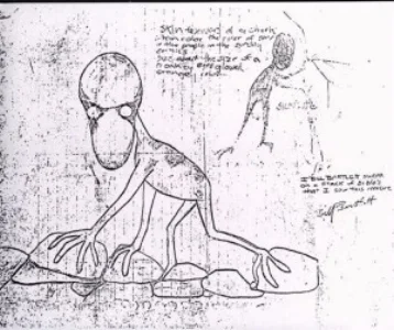 A drawing Bartlett made of the creature he saw.
