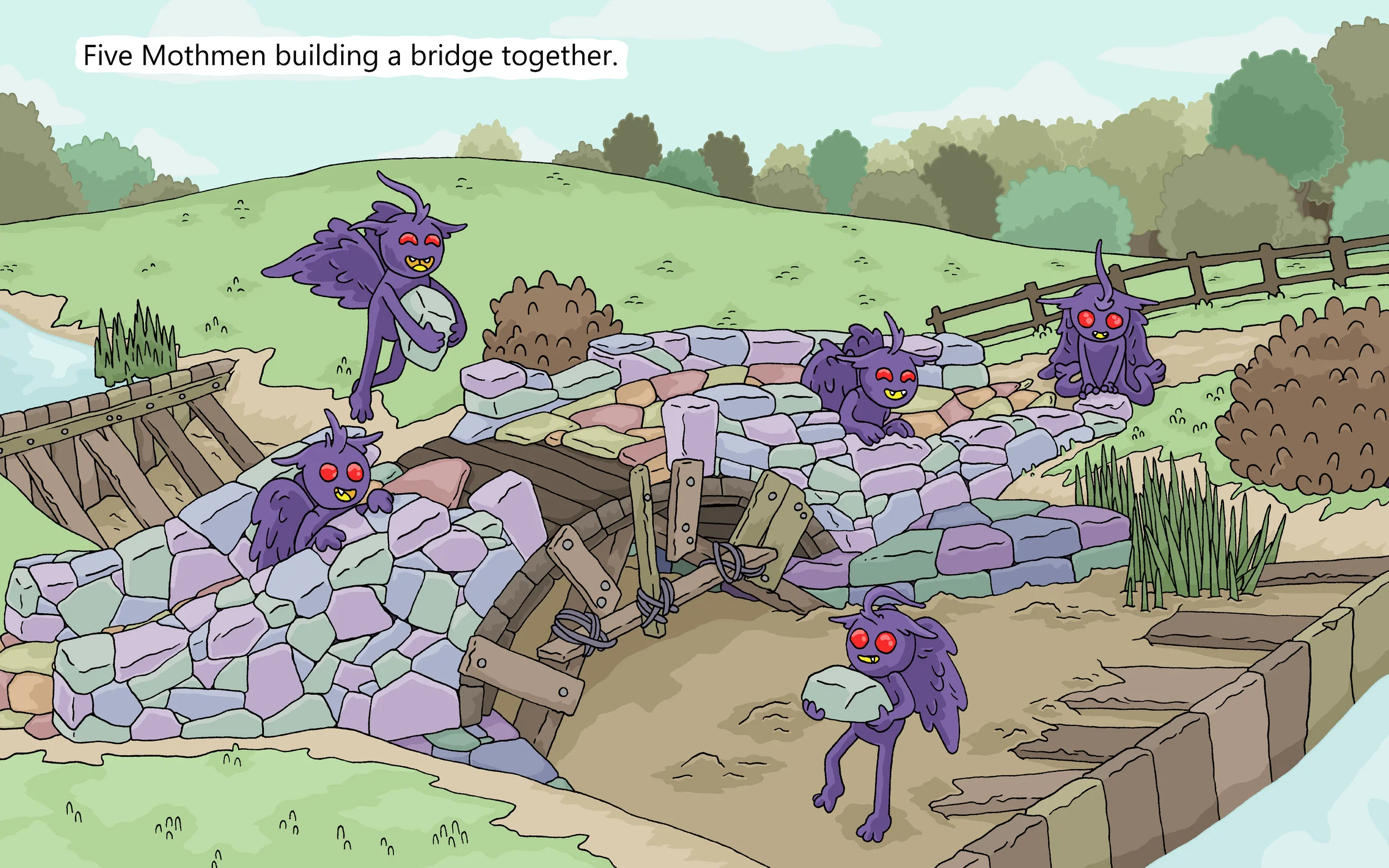 These industrious Mothmen help bring levity to a subject many people find terrifying.